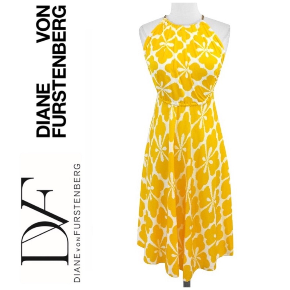 ✨ Diane Von Furstenburg Yellow Floral Dress